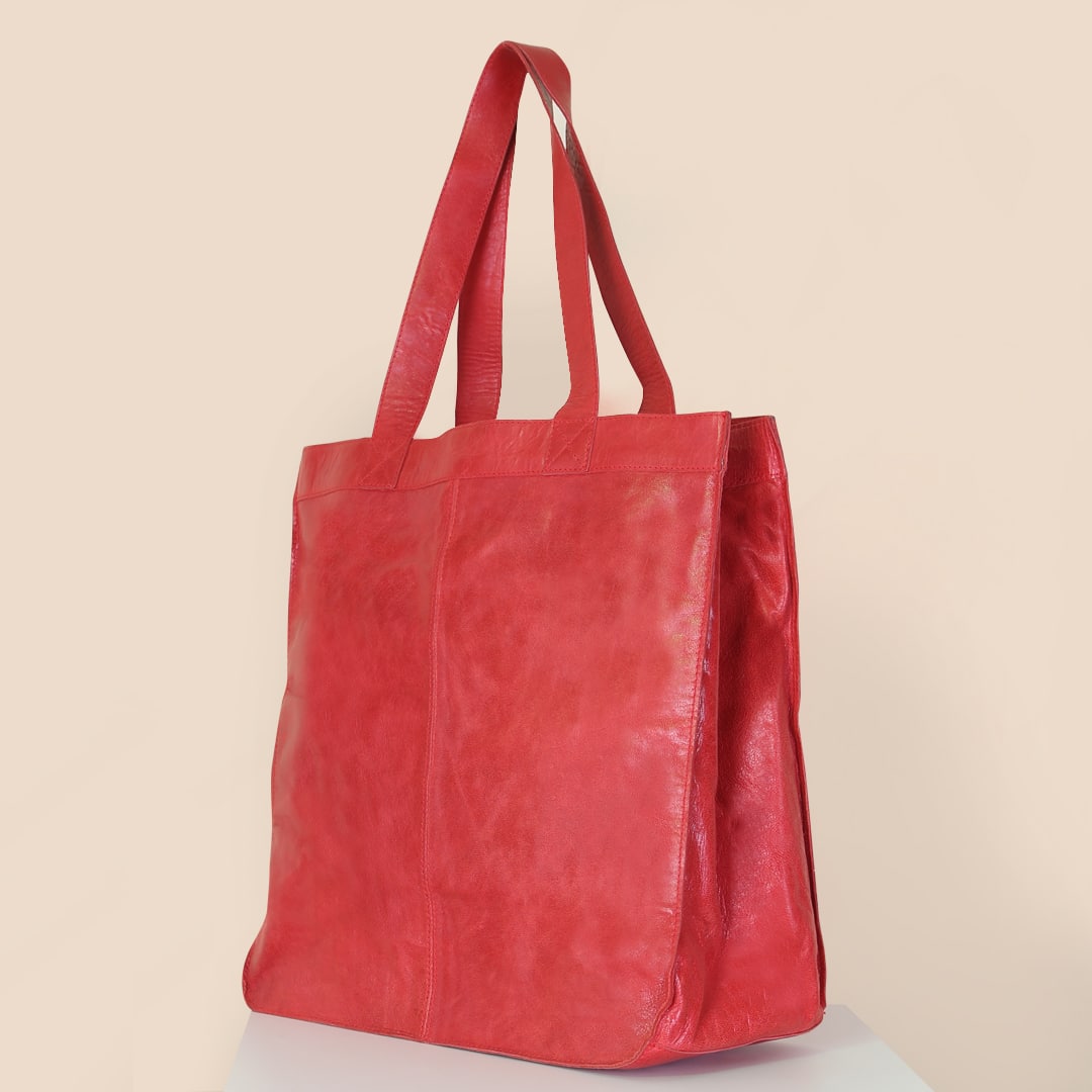Capri Leather Shopper in Cherry – Sisken